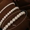 HEIY BAI Pulsera de Perlas Artificiales Retro Francesa Pulsera Completamente de Perlas Pulsera de Temperamento Elegante Hilo Simple para Mujer