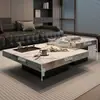 Mesa de café minimalista de piedra estilo italiano, Muebles modernos de lujo ligero para sala de estar, Sofá Lawrence de combinación cuadrada para apartamentos pequeños de alta gama