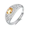 Anillo de Plata de Ley S925 Hui Kai Jewelry con Piedra de Cristal Natural para Decoración de Mano para Mujer, Estilo de Gama Alta de Nicho, Venta Caliente Transfronteriza, Estilo Europeo y Americano