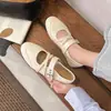 Zapatos Mary Jane Cruzados Retro Franceses para Mujer 2026 Otoño Nuevo Estilo Suela Plana Zapatos de Ballet Individuales Cómodos Boca Baja Zapatos Pequeños de Cuero