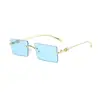 Gafas de Sol Cuadradas Europeas y Americanas Elegantes con Marco Pequeño para Mujeres Hip-Hop Sin Marco Borde Cortado Moda de Celebridad de Internet Nuevas de Moda para Hombres