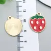 Accesorios para Joyería DIY Serie de Frutas Fresas Rojas Colgantes de Pendientes de Aleación Esmaltada Encantos Dulces para Pulsera y Collar