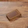 Porta Marcador Magnético Retro de Cuero de Caballo Loco Creativo Transfronterizo Porta Billetes Magnético Porta Papelería Cosido a Mano Porta Dinero Magnético
