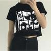 Camiseta Spice Girl de estilo europeo y americano, nueva camiseta de verano 2022 para mujer, de cuello redondo, manga corta, con estampado de letras y corte entallado hasta el ombligo.