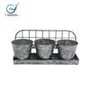 Conjunto de baldes estilo country barril de metal galvanizado montado na parede pote de metal de 3 peças mini pote galvanizado