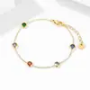 Colar Pulseira Colorida de Aço Titânio Transfronteiriça Europeia e Americana Pulseira de Corrente Fina Delicada Feminina Corrente Dourada para Clavícula Design de Nicho Feminino