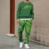 Conjunto de Moletom Masculino 2025 Primavera e Outono Transfronteiriço com Gola Redonda e Estampa, Leve e Casual, Adequado para Uso Diário