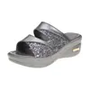 Sandalias y pantuflas para mujer comercio exterior suela gruesa tacón de cuña muffin talla grande para mujer sandalias y pantuflas de boca de pez zapatos para madre tacón de cuña talla grande pantuflas para mujer