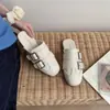 Novedad Primavera 2026 Mocasines sin Cordones de Doble Botonadura Puntera de Cuero Suave Mocasines Cuadrados Versátiles para Mujer Zapatos Semiabiertos