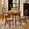 Mesa Redonda Retráctil Estilo Francés de Mediados de Siglo Toda de Madera Maciza Mesa de Comedor Oval Plegable Mesa Retro para Apartamento Pequeño Mesa de Comedor