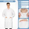 Jaleco branco, de manga longa, para estudantes, médicos, equipe médica masculina, enfermeiros, jaleco branco de inverno