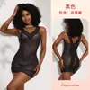 Camisola de Renda Fina com Lantejoulas em Malha Transparente Laço nas Costas Mini Saia Bodycon Sexy que Abraça o Corpo Quarto Privado 1266