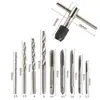 Conjunto transfronteiriço de 9 peças de machos e cossinetes rosqueados, broca escareadora manual para abrir furos, rosqueamento espiral metálico
