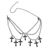 Colgante Colgante de Cruz Hueca de Aleación Transfronteriza Europea y Americana Cadena de Balanceo Lateral Ondulada Cadena de Cintura Decoración de Cintura Cadena Corporal Sexy Multicapa
