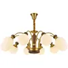 Candelabro de sala de estar estilo vintage americano de cobre puro, candelabro estilo retro americano de frijol mágico para dormitorio y comedor de madera de nogal norteamericano