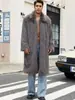 CI Transfronterizo N0175 Abrigo de Piel Sintética para Hombre Otoño/Invierno Nuevo Estilo Abrigo Largo de Cuello Cuadrado para Hombre Estilo Europeo y Americano para Hombre