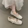 Aumento interno de altura de 3 cm, zapatos Mary Jane poco profundos de puntera cuadrada estilo hada con lunares suaves estilo francés para mujer