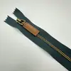 Não. 3 Zíper de Camisa Polo com Cabeça de Couro Bronze e Cauda Fechada Zíper de Couro para Roupas Bagagem Têxteis para Casa Zíper de Metal