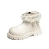 Botines Cortos de Lolita con Lazo Estilo Coreano para Niñas Modelo Otoño/Invierno 2026 Botines Cortos de Princesa con Adorno de Encaje Suela Suave para Niña Pequeña