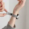 Correa de reloj universal de acero inoxidable milanesa con interfaz de cabeza plana y borde recto para relojes inteligentes de hombre y mujer, correa magnética de metal