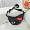Bolsa de axila linda estilo caricatura para niñas, bolso versátil de hombro, bolso cruzado, bolsa con forma de dumpling, bolso casual de lona para ciclismo