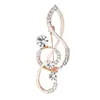 Broche Nota Musical Cravejado com Diamantes Broche Corsage Anti-Exposição Símbolo Musical Acessório de Roupa Distintivo para Terno Simples e Estiloso