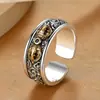 Anillo Abierto Creativo de Plata Vintage Estilo Xizang para Hombres con un Diseño Artístico Sofisticado y Exquisito