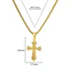Colar de corrente para clavícula com pingente de cruz mais vendido na Amazon transfronteiriça, aço inoxidável banhado a ouro 18k, moda minimalista de nicho