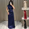 2026 Amazon Site Independente Transfronteiriço Novo Vestido Redondo de Cetim com Pregas na Cintura, Longo Elegante