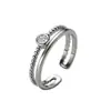 Anillos Apilables de Doble Capa con Diseño Único, Incrustados con Diamantes, Artesanía Exquisita con Bordes de Perlas, Anillos para la Cola, Joyería de Venta Caliente Transfronteriza al por Mayor