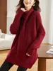 Suéter Casual con Cuello Bufanda para Mujer 2026 Invierno Nuevo Rojo Holgado Capa Interior Holgado Estilo Elegante Top de Moda