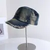 Chapéu de Cavaleiro Jeans Vintage Desfiado Rasgado para Mulheres, Boné de Baseball Estiloso Versátil Artístico de Verão, Boina Japonesa Tendência