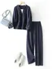 Conjunto completo outono e inverno com suéter esportivo casual calça duas peças jaqueta nova feminina 2024 calça terno casual