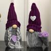 Nuevo adorno navideño transfronterizo: gorro de punto morado, muñeco enano anciano sin rostro, adornos decorativos para fiestas.