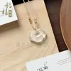 Colgante de Calcedonia Natural con Gelatina de Lichi, Alto Hielo, Nube Propicia, Colgante de Jade Ruyi, Ágata Fluorescente Tipo Hielo, Colgante de Candado Ruyi Hueco