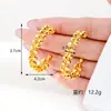 Brincos Populares Simples em Forma de C com Bolas para Mulheres, Brincos Geométricos Tendência em Ouro de Areia Vietnamita, Imitação de Ouro, Joias Duradouras