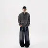 Fábrica de Origem Outono e Inverno Novo Suéter Estilo Casual Preguiçoso Retrô Americano Tricô Suéter Masculino com Capuz Cor Sólida