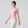 Camiseta deportiva de color liso con cuello en U para mujer, camisola de verano ajustada, alta elasticidad, agradable para la piel, top base sin mangas