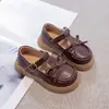 Zapatos de cuero estilo preppy para niñas, nueva colección de otoño, zapatos Mary Jane con lazo, suela suave, antideslizantes, zapatos de una sola pieza para niños, zapatos JK para niñas