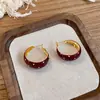 Pendientes Redondos de Lunares con Aceite Goteante Estilo Ins Coreano Moda Retro Sentido de Alta Gama Diseño de Brazalete para Oreja Pendientes de Nicho para Mujeres