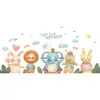 Nueva LD93112 combinación de animales de dibujos animados para dormitorio infantil, guardería, pegatinas decorativas de pared autoadhesivas