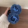 YHJ Accesorios para el Cabello Estilo Nuevo Azul Denim Camelia Pinza Pinza de Tiburón Retro de Alta Gama para Mujer Pinza para el Pelo de la Parte Trasera del Cabello Pinza para el Cabello