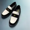 Múltiples Opciones Estilo Retro Francés Británico Punta Redonda Color Lavado Monedas Doradas Pequeñas Tacón Grueso Suela Gruesa Mocasines Zapatos Pequeños de Piel Mujer