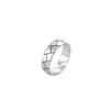 Anillo Geométrico Vintage de Plata de Ley S925, Anillo Exagerado Personalizado de Comercio Exterior, Anillo de Dedo Índice de Plata Tailandesa Moderno y Elegante U364