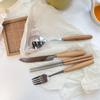 Acero inoxidable traje de cubiertos de haya cuchillo tenedor cuchara cuchara de café palillos tenedor para ensalada fruta cuchara BH347
