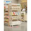 Prateleira de armazenamento de cozinha, móvel atrás da porta, organizador multifuncional de frutas e vegetais, expositor de lanches de supermercado, estante de exposição de vários níveis de piso