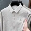 Camiseta de manga comprida Amazon transfronteiriça para homens, novo estilo outono 2026, gola de abas, estampa casual, camisa polo masculina de alta qualidade