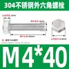 Ventas Directas de Fábrica M3-M12 GB 304 acero inoxidable Tornillo hexagonal exterior cabeza hexagonal tornillo hexagonal