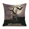Funda de Almohada de Lino para Halloween Funda de Cojín Impresa