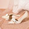 Zapatos de Tacón Alto Modernos y Versátiles para Mujer Primavera y Verano 2025 Nuevo Estilo Estilo Francés Estilo Suave Stiletto Flor Zapatos de Boda